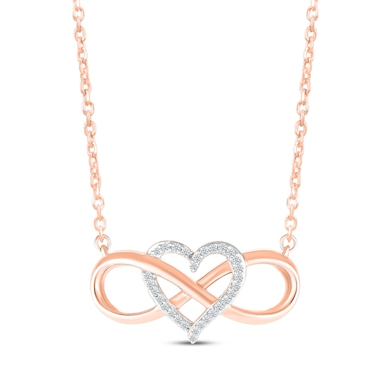 Previously Owned Diamond Heart Infinity Necklace 1/10 ct tw 10K Rose Gold 18"