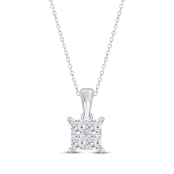 Previously Owned Princess-Cut Diamond Quad Necklace 1/2 ct tw 10K White Gold 18"