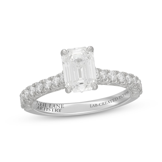 Previously Owned Neil Lane Artistry Heritage Emerald-Cut Lab-Grown Diamond Engagement Ring 2 ct tw Platinum