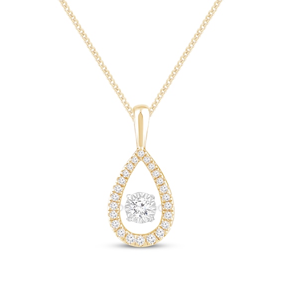 Previously Owned Unstoppable Love Diamond Teardrop Frame Necklace 1/2 ct tw 10K Yellow Gold 19"