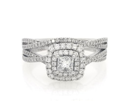 Previously Owned Neil Lane Princess-Cut Diamond Bridal Set 1-1/3 ct tw 14K White Gold Size 9