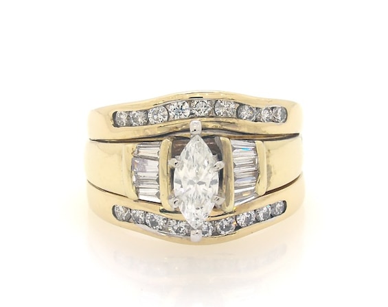 Previously Owned Marquise-Cut Diamond Bridal Set 1-1/4 ct tw 14K Yellow Gold Size 7.5