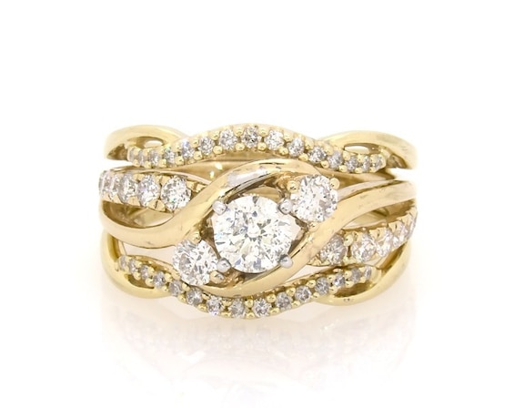 Previously Owned Round-Cut Diamond Bridal Set 1-1/3 ct tw 14K Yellow Gold Size 6.75