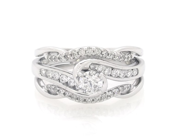 Previously Owned Round-Cut Diamond Bridal Set 5/8 ct tw 14K White Gold Size 7.75