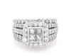 Thumbnail Image 1 of Previously Owned Princess-Cut Quad Diamond Halo Bridal Set 3-7/8 ct tw 14K White Gold Size 8.25