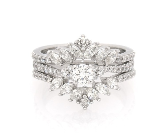 Previously Owned Round-Cut Diamond Bridal Set 1-1/8 ct tw 14K White Gold Size 6.75