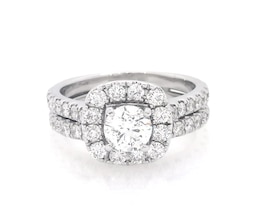Previously Owned Neil Lane Round-Cut Diamond Halo Bridal Set 2 ct tw 14K White Gold Size 5.75