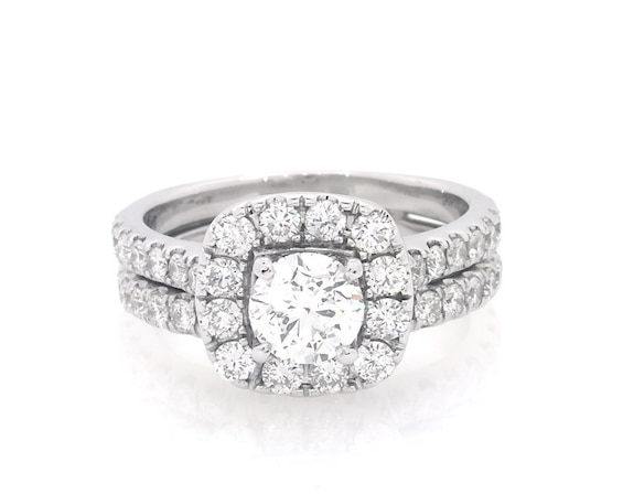 Previously Owned Neil Lane Round-Cut Diamond Halo Bridal Set 2 ct tw 14K White Gold Size 5.75