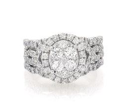 Previously Owned Multi-Diamond Oval Halo Bridal Set 1-1/3 ct tw 14K White Gold Size 6.25