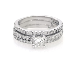 Previously Owned THE LEO Diamond Princess-Cut Bridal Set 1 ct tw 14K White Gold Size 6