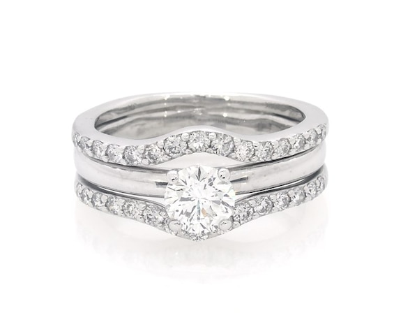 Previously Owned Round-Cut Diamond Bridal Set 7/8 ct tw 14K White Gold Size 6