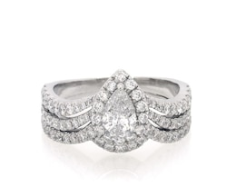 Previously Owned Neil Lane Studio Pear-Shaped Diamond Halo Bridal Set 1-1/3 ct tw 14K White Gold Size 5.25