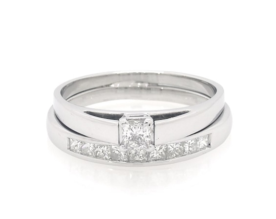 Previously Owned Princess-Cut Diamond Bridal Set 5/8 ct tw 14K White Gold Size 8.75