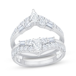 Previously Owned Lab-Grown Diamonds Multi-Shape Enhancer Ring 1-1/2 ct tw 14K White Gold