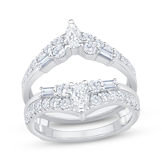 Previously Owned Lab-Grown Diamonds Multi-Shape Enhancer Ring 1-1/2 ct tw 14K White Gold