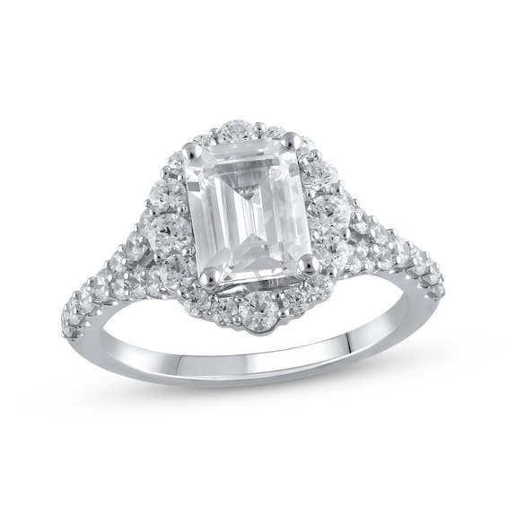 Previously Owned Lab-Grown Diamonds Emerald-Cut Engagement Ring 2-3/4 ct tw 14K White Gold