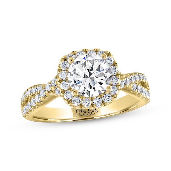 Previously Owned THE LEO Legacy Lab-Grown Diamond Round-Cut Halo Engagement Ring 2 ct tw 14K Yellow Gold