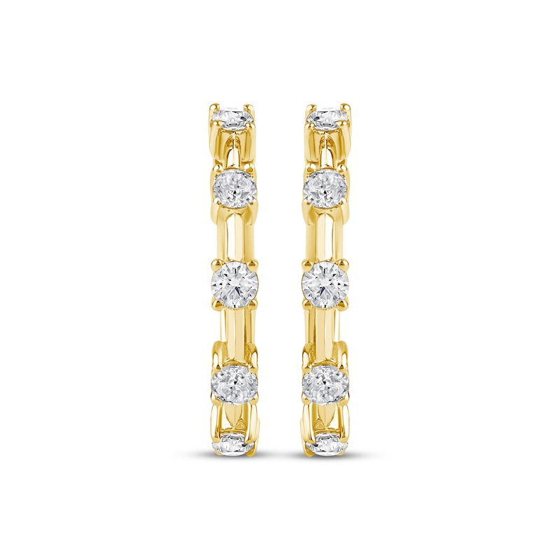 Main Image 2 of Previously Owned KAY Lab-Grown Diamonds Station Hoop Earrings 1 ct tw 10K Yellow Gold