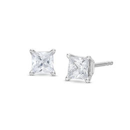 Previously Owned Diamond Earrings 3/4 ct tw Princess-cut 14K White Gold (J/I2)