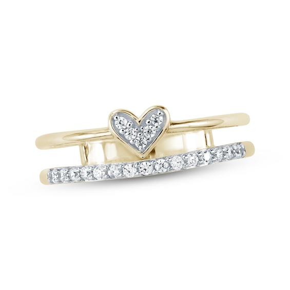 Previously Owned Diamond Heart Faux-Stack Ring 1/6 ct tw 10K Yellow Gold