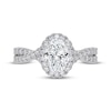 Thumbnail Image 3 of Previously Owned Oval-Cut Lab-Grown Diamond Halo Engagement Ring 1-1/4 ct tw 14K White Gold