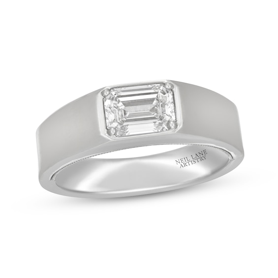 Previously Owned Men's Neil Lane Artistry East West Emerald-Cut Lab-Grown Diamond Solitaire Wedding Band 1-1/2 ct tw 14K White Gold