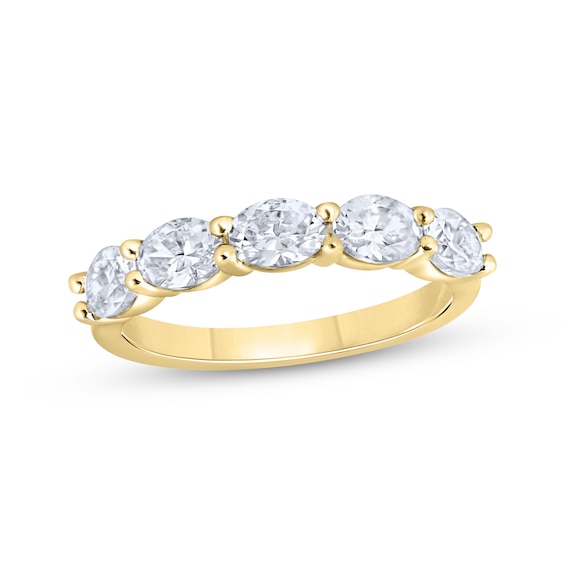 Previously Owned Lab-Grown Diamonds Oval-Cut Five-Stone Anniversary Ring 1-1/4 ct tw 14K Yellow Gold