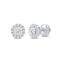 Previously Owned KAY Lab-Grown diamonds Halo Stud Earrings 1/2 ct tw 14K White Gold (F/VS2)