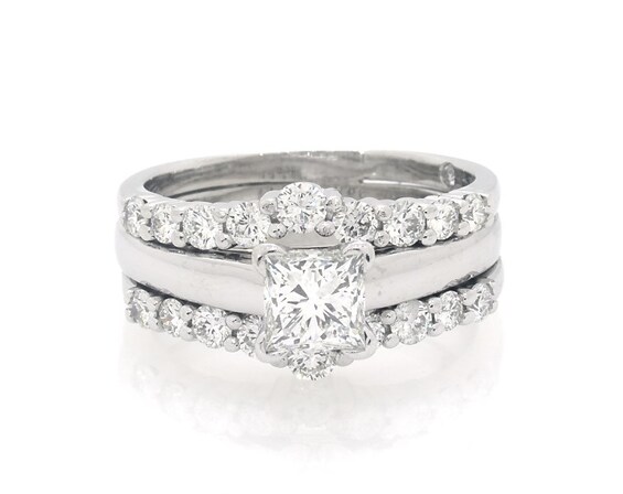 Previously Owned THE LEO Diamond Certified Princess-Cut Bridal Set 1-7/8 ct tw 14K White Gold Size 8