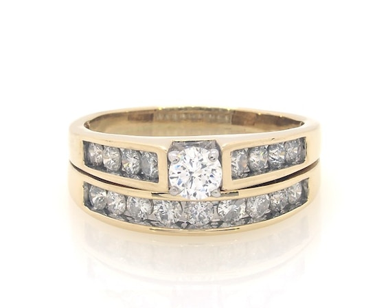 Previously Owned Round-Cut Diamond Bridal Set 1-3/8 ct tw 14K Yellow Gold Size 10.5