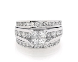Previously Owned Princess-Cut Quad Diamond Bridal Set 1-5/8 ct tw 14K White Gold Size 5.25