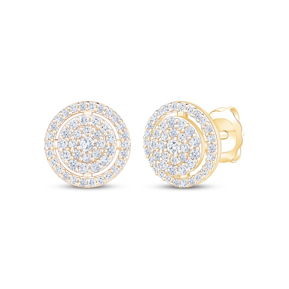 Previously Owned Multi-Diamond Halo Stud Earrings 1/2 ct tw 10K Yellow Gold