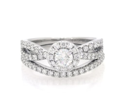 Previously Owned THE LEO First Light Diamond Bridal Set 1 ct tw 14K White Gold Size 6.75