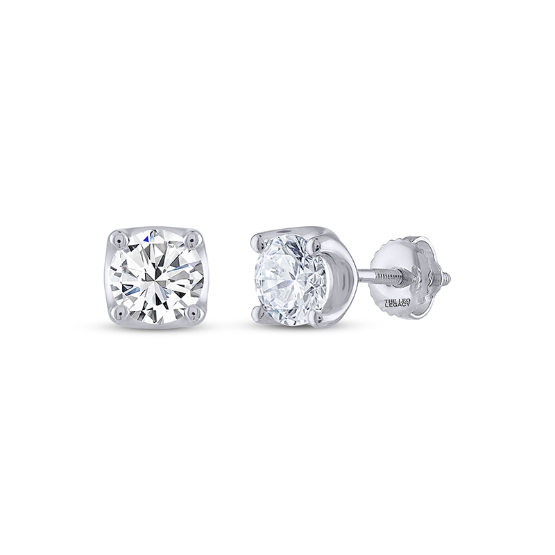 Main Image 1 of Previously Owned THE LEO Legacy Lab-Grown Diamond Round-Cut Solitaire Stud Earrings 1-1/2 ct tw 14K White Gold (F/VS2)