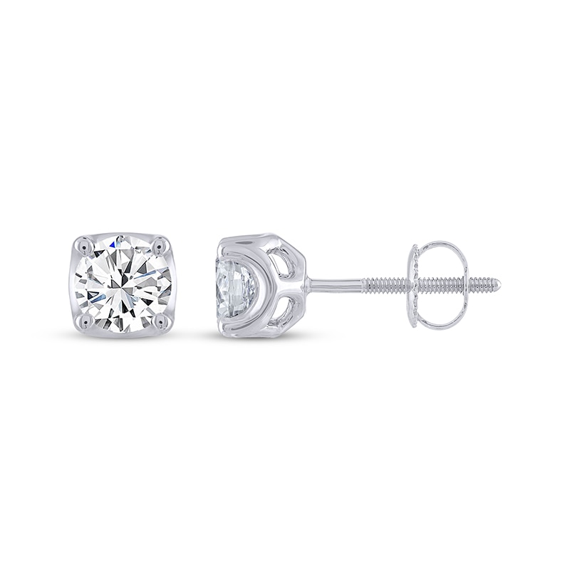 Main Image 3 of Previously Owned THE LEO Legacy Lab-Grown Diamond Round-Cut Solitaire Stud Earrings 1-1/2 ct tw 14K White Gold (F/VS2)