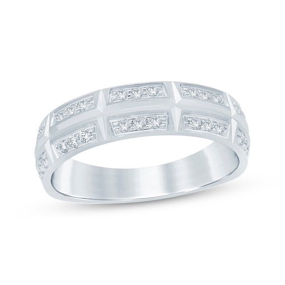 Previously Owned Men's Diamond Angled Wedding Band 1/3 ct tw 10K White Gold