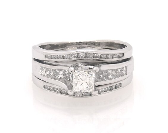 Previously Owned Princess-Cut Diamond Bridal Set 1-1/5 ct tw 14K White Gold Size 6