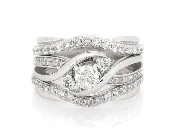 Previously Owned Round-Cut Diamond Bridal Set 7/8 ct tw 14K White Gold Size 5