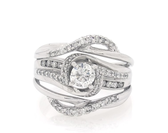 Previously Owned Round-Cut Diamond Bridal Set 7/8 ct tw 14K White Gold Size 7