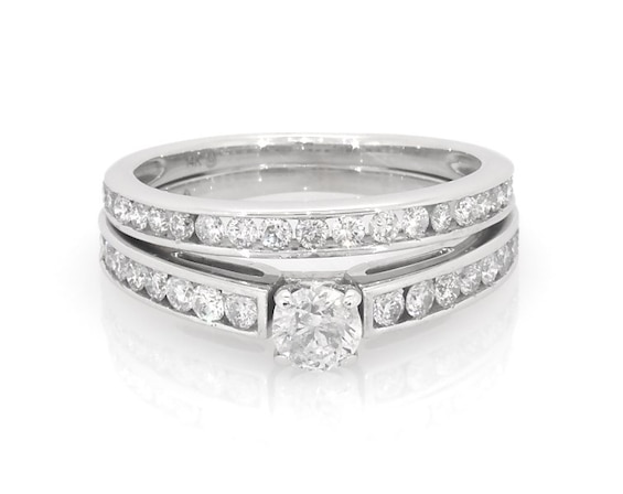 Previously Owned Round-Cut Diamond Bridal Set 1 ct tw 14K White Gold Size 7.5