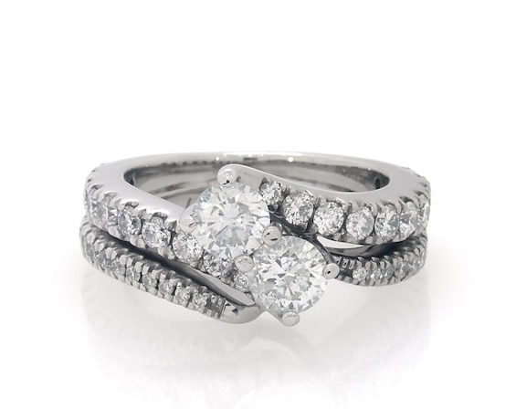 Previously Owned Ever Us Round-Cut Two-Stone Diamond Bridal Set 1-5/8 ct tw 14K White Gold 5