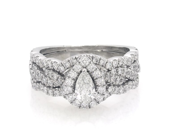 Previously Owned Neil Lane Pear-Shaped Diamond Halo Bridal Set 1 ct tw 14K White Gold Size 5.75
