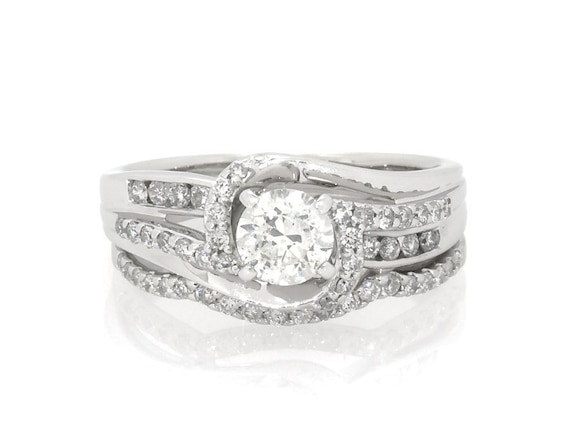 Previously Owned Round-Cut Diamond Bridal Set 7/8 ct tw 14K White Gold 6.25