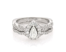 Previously Owned Neil Lane Pear-Shaped Diamond Bridal Set 7/8 ct tw 14K White Gold Size 5.75