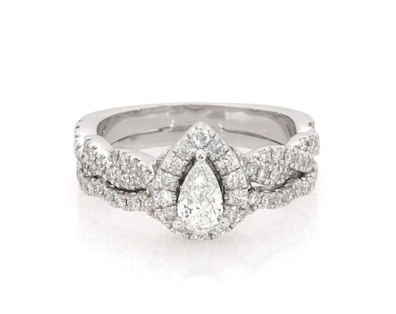 Previously Owned Neil Lane Pear-Shaped Diamond Bridal Set 7/8 ct tw 14K White Gold Size