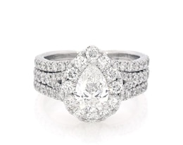 Previously Owned Neil Lane Pear-Shaped Diamond Halo Bridal Set 2-3/4 ct tw 14K White Gold Size 6.75