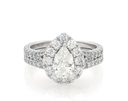 Previously Owned Neil Lane Pear-Shaped Diamond Halo Bridal Set 2-1/3 ct tw 14K White Gold Size 8