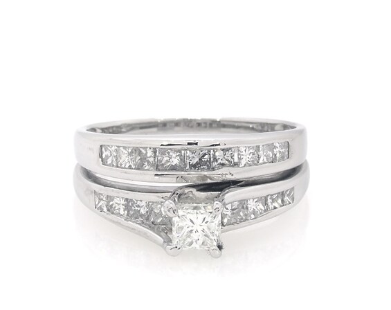 Previously Owned Princess-Cut Diamond Bridal Set 1-3/8 ct tw 14K White Gold Size 7.75