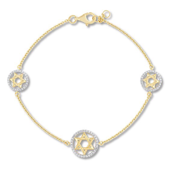 Previously Owned Star of David Bracelet 1/4 ct tw Round-cut Diamonds 10K Yellow Gold 7.5"