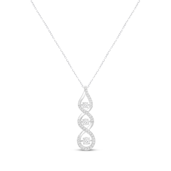 Previously Owned Unstoppable Love Diamond Three-Stone Twist Necklace 1/2 ct tw 10K White Gold 18"